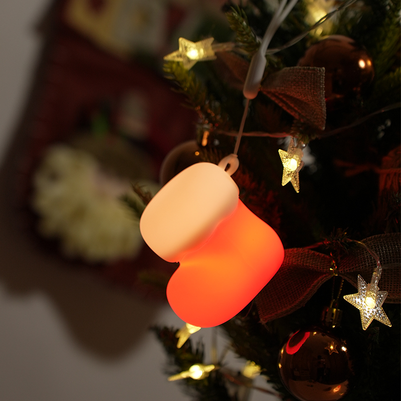 Christmas Stocking Hanging - Weihnachtsstrumpf Silikon-Hängeornament USB-Aufladbare LED-Nachtlicht Weihnachtsdekoration Kinderzimmer