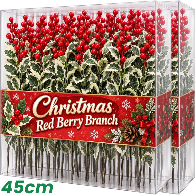 Christmas Wreath Fake - 45 cm künstliche rote Beerenpflanzen, Ornament,