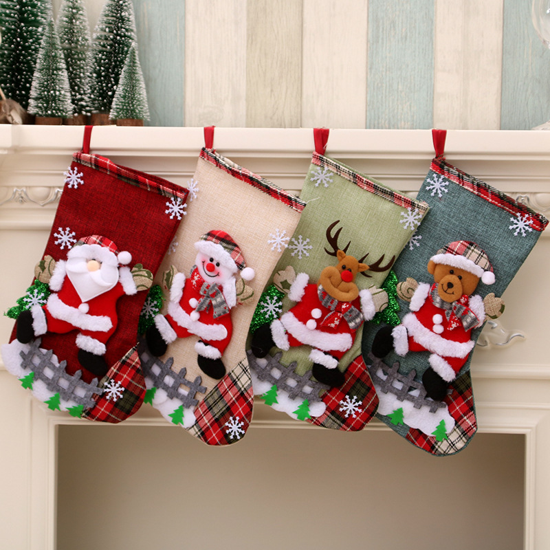 Christmas Stocking Hanging - 31 cm große Weihnachtsstrümpfe, Weihnachtsdekoration, Weihnachtsmann-Strümpfe,