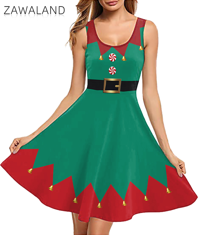 Weihnachten Rot Grün Druck Cos – Elf Costume Christmas Bewertung und Preis